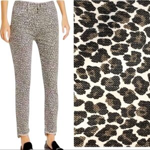 CURRENT/ELLIOTT The Super Highwaist Stiletto Crop Snow Leopard w/Slit Step Hem